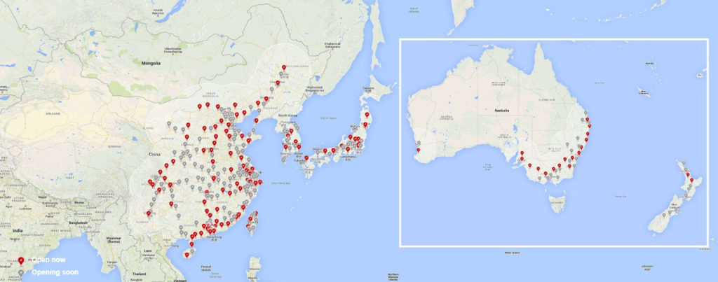 Tesla Supercharger в Азії