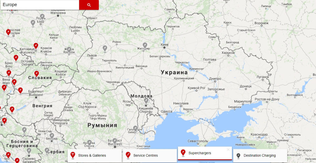 Tesla Supercharger на території України в 2017 році